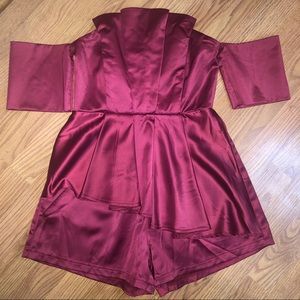 Angel Biba Wine off the Shoulder Romper Size 8
